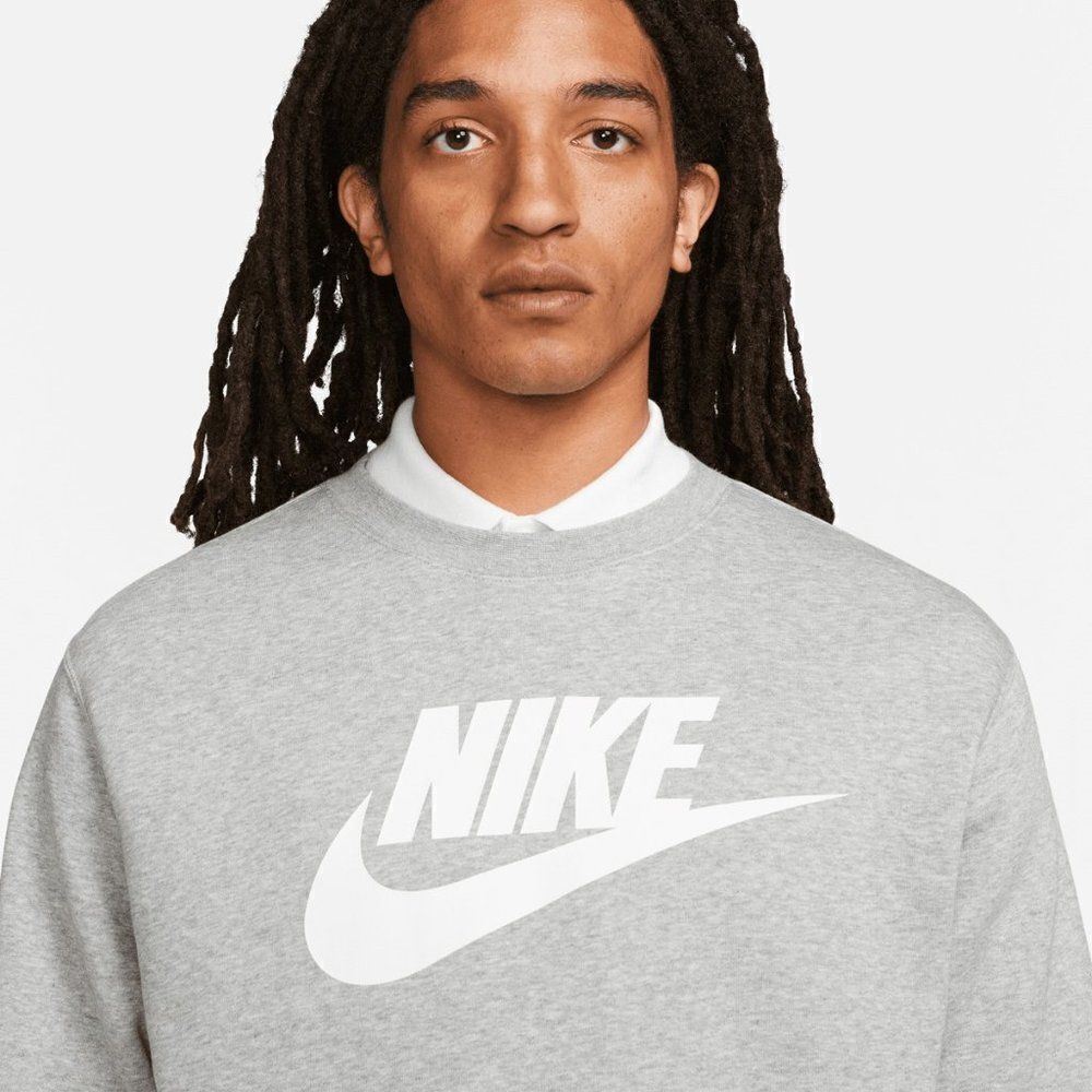Nike Gray Sportswear Club Fleece Crew-Neck Sweatshirt For Men's Size XS - Picture 3 of 8